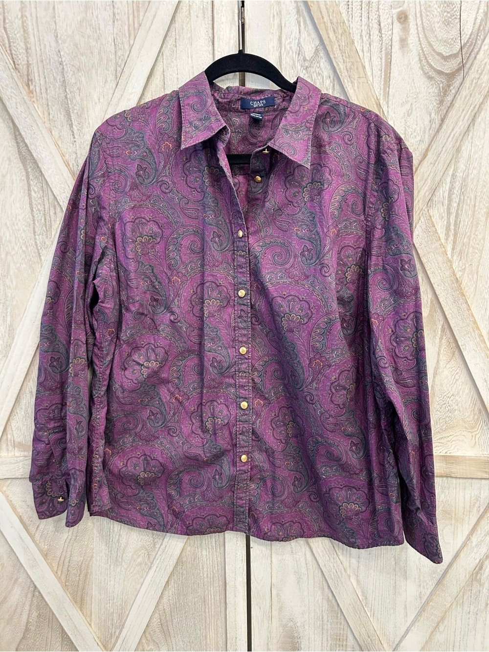 Chaps Purple Paisley Button-Down Women's Shirt